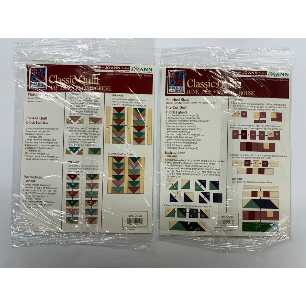 Classic Quilt Jo-Ann Quilt Block of the Month 1998 12 Month Set